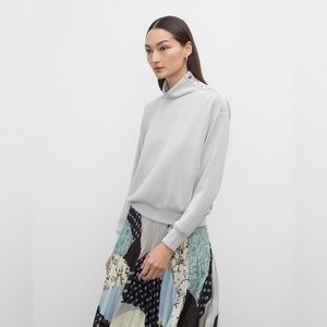 -Club Monaco Grey Blue Snap Mockneck Sweatshirt XS